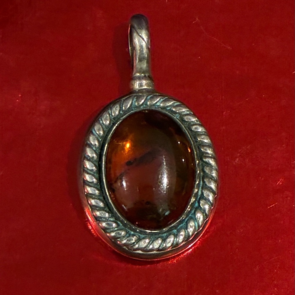 Elegant Sterling Silver and Baltic Amber Pendant